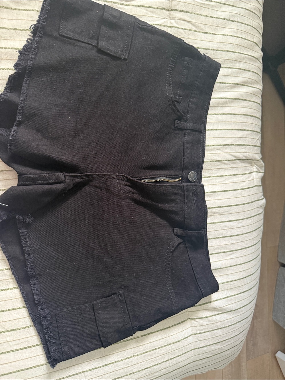 YMI Black Frayed Hem Denim Shorts